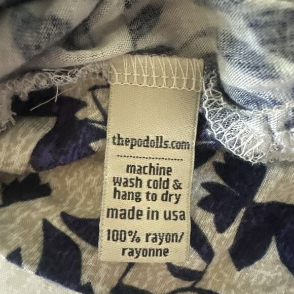 THE PODOLLS Womens Top XS Blue Floral Jersey Knit Casual Summer Relaxed Fit - Picture 8 of 10